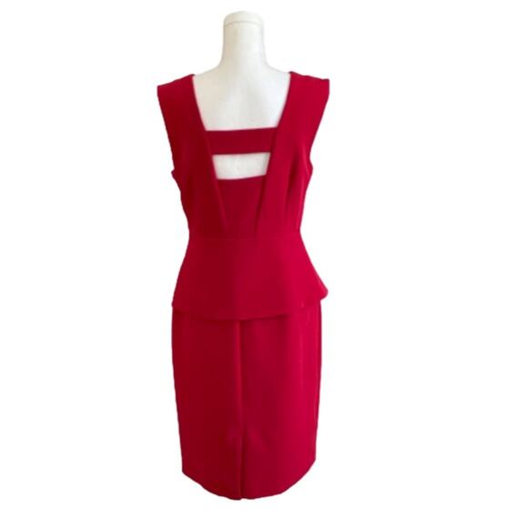 Metaphor Dress Tango Red Peplum Cut Out V-Neck Sleeveless Sheath Size 6 NEW - Picture 5 of 12